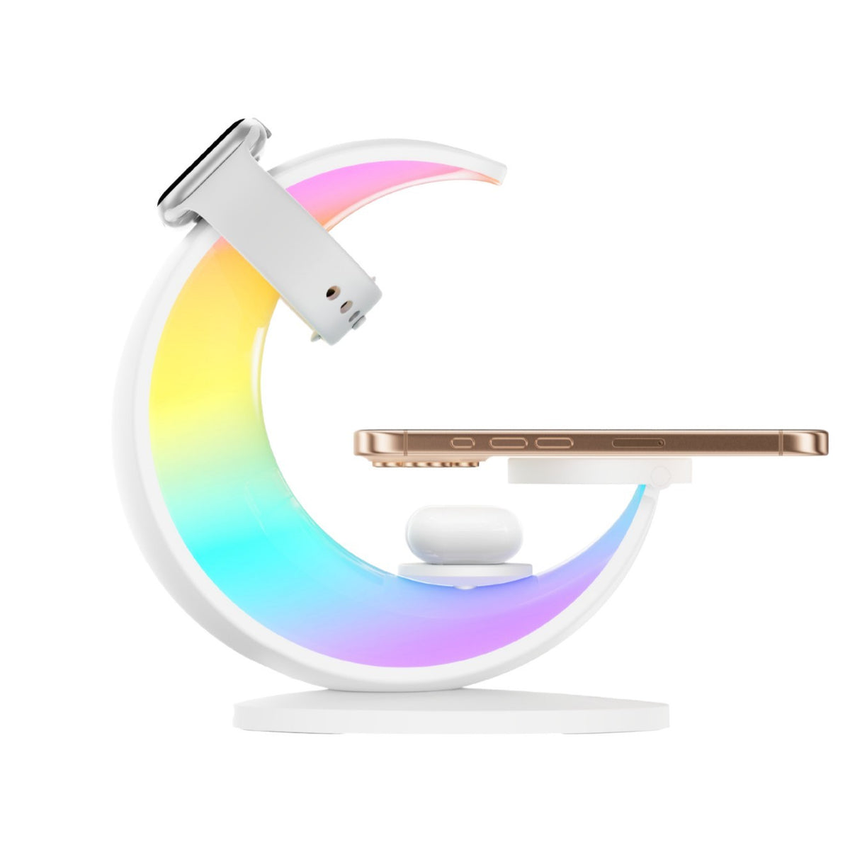 Luna Dock 3-in-1 charging station charging phone, earbuds and smartwatch